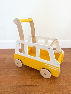 Moover Wood Push School Bus Shopping Cart Doll Pram